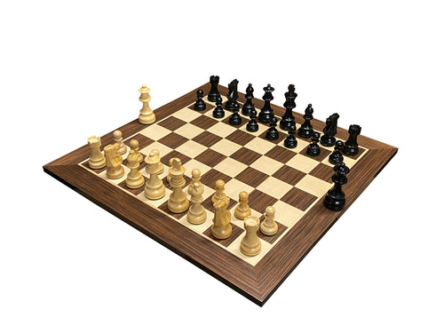 3.75" British Black Chess Pieces, 20" Wenge Chess Board