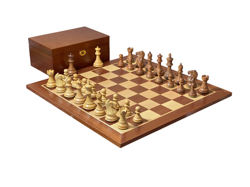 Queens Gambit Acacia Pieces 19" Mahogany Chessboard & Box