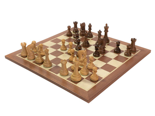 Leningrad Acacia Pieces, 19” Mahogany Board & Chess Box