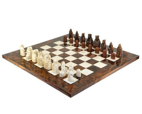 The Isle Of Lewis Teak Italian Walnut Prestige Chess Set