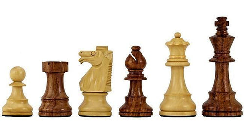 3.75 " British Acacia & Boxwood Chess Pieces & Drawstring Bag