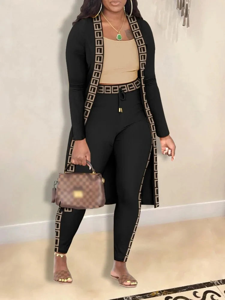 Elegant Plus Size Abstract Print 3pc. Pants Set