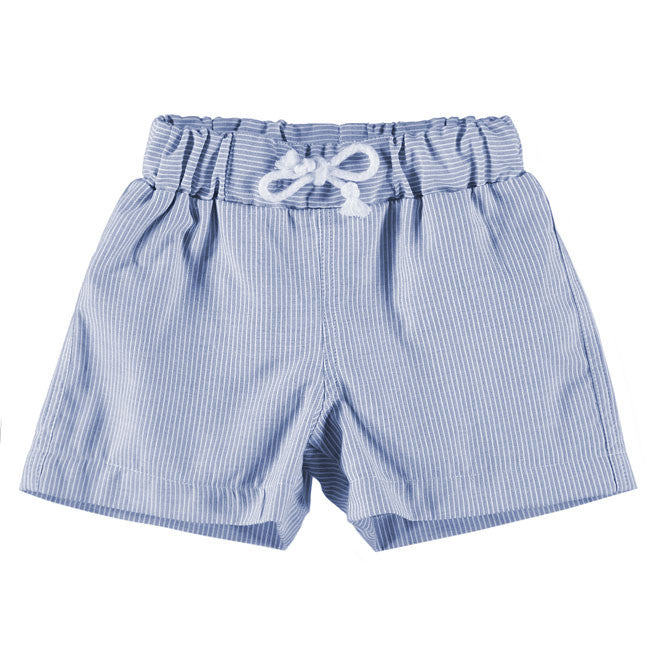 blue striped swim shorts