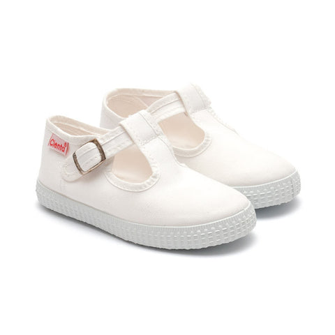 kids white canvas trainers