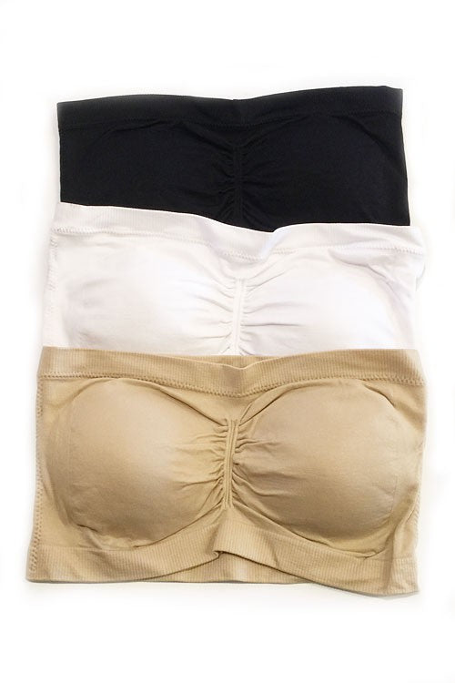 Seamless Padded Bandeau Bra - Beige - Ladies