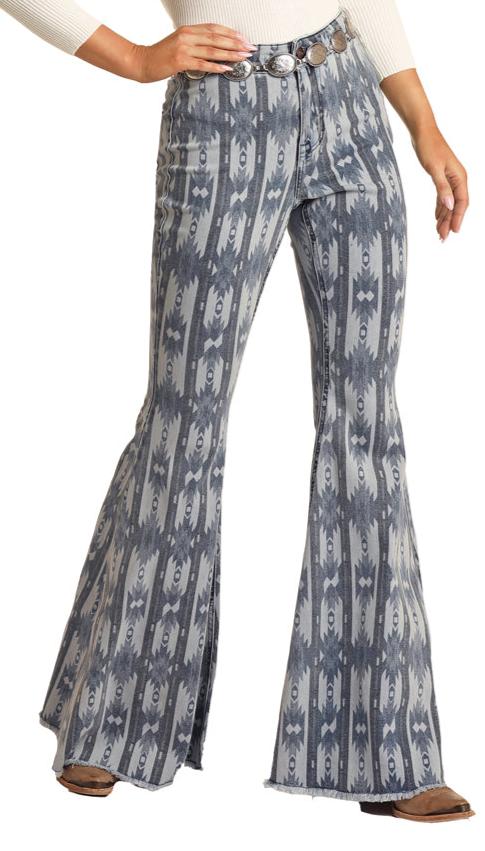 ROCK & ROLL GIRLS AZTEC PRINT BELL BOTTOMS