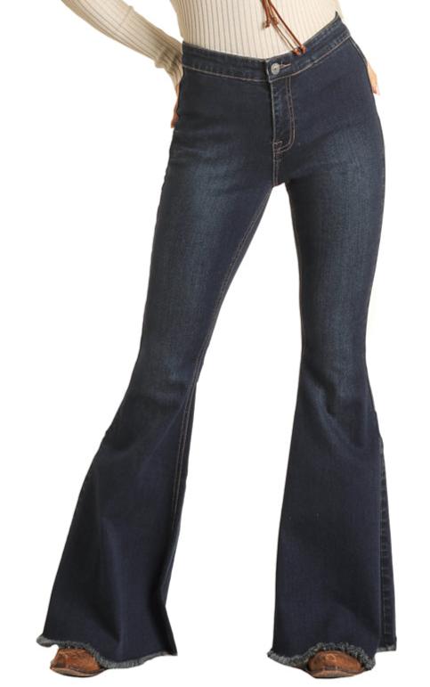 Rock & Roll Cowgirl Bargain Bells High Rise Pull-On Stretch Bell Bottom  Jeans