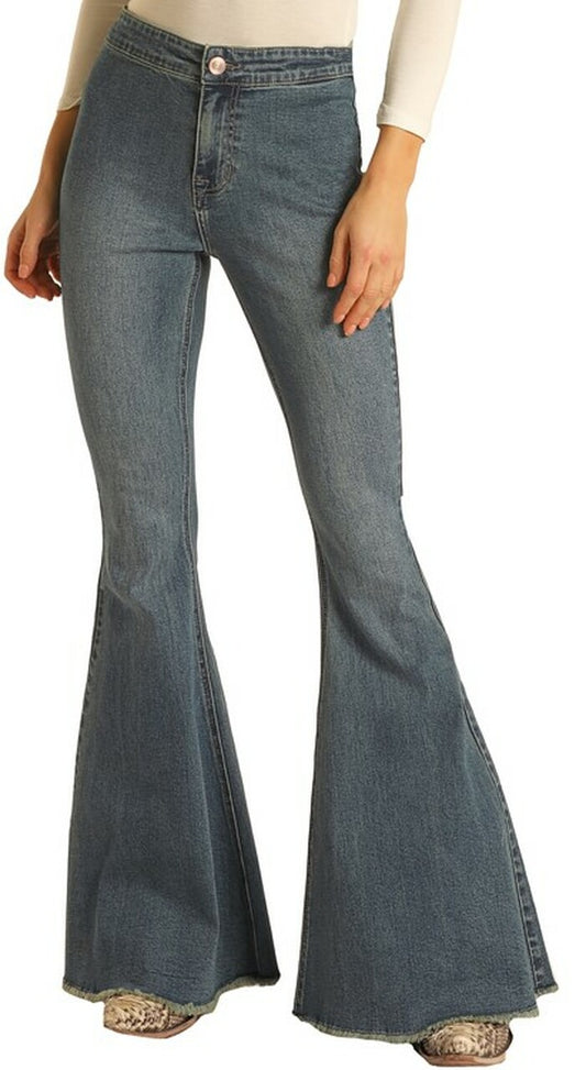 Rock & Roll: High Rise Medium Wash Extra Stretch Bell Bottom Jeans #WHB3526  – La Raza Western Wear