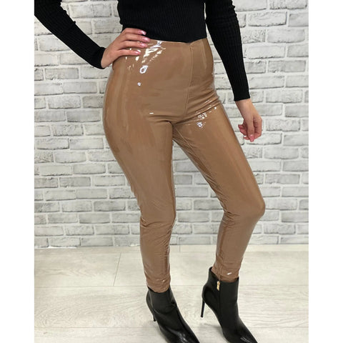 Faux Patent Leather Legging Cocoa – Bikini Haus Internacionale