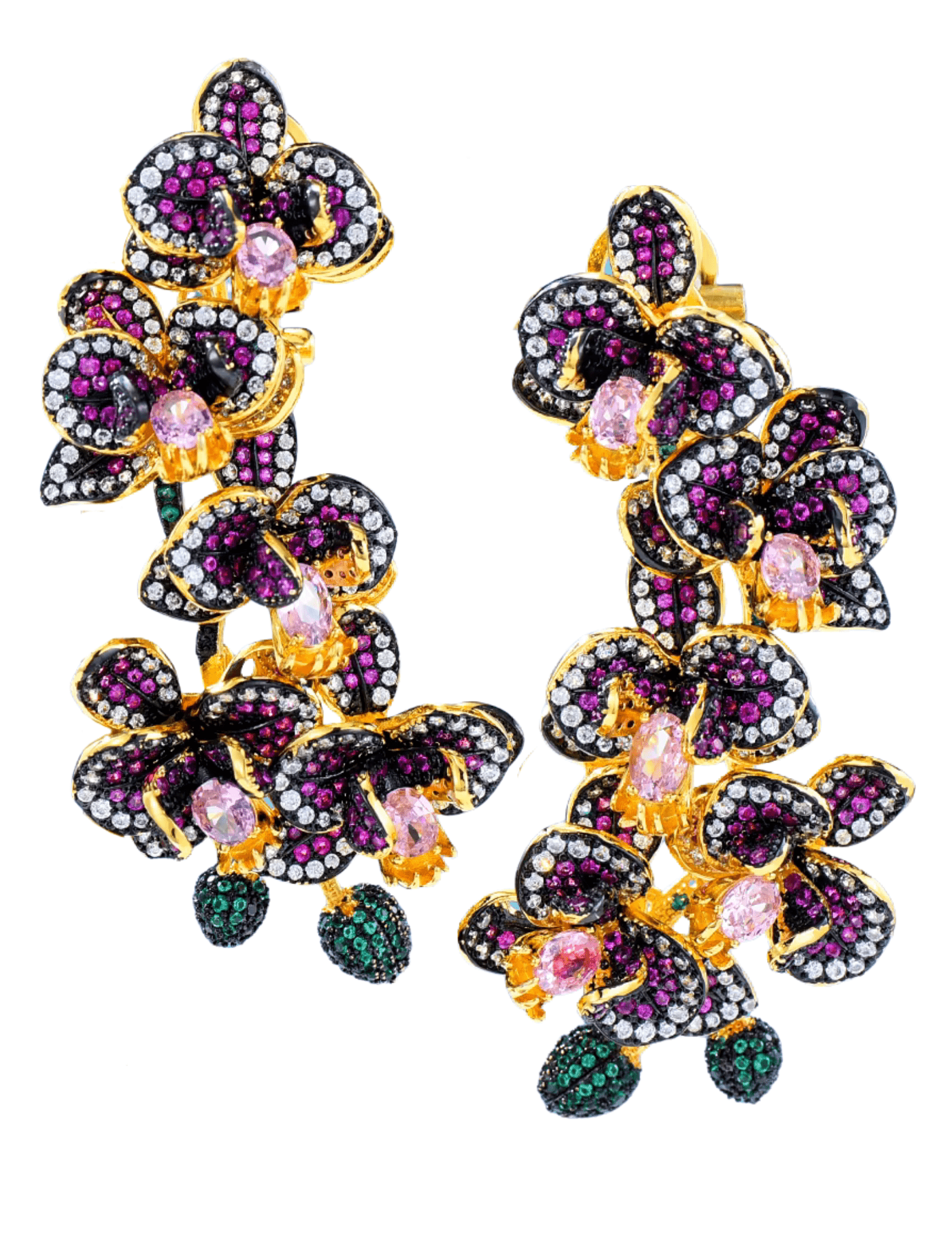 Fleur de Camélia Orchid Cascade Pave Earrings
