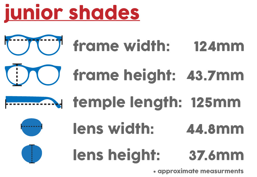 junior glasses size