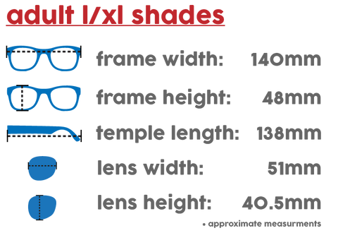 Electric Sunglasses Size Chart