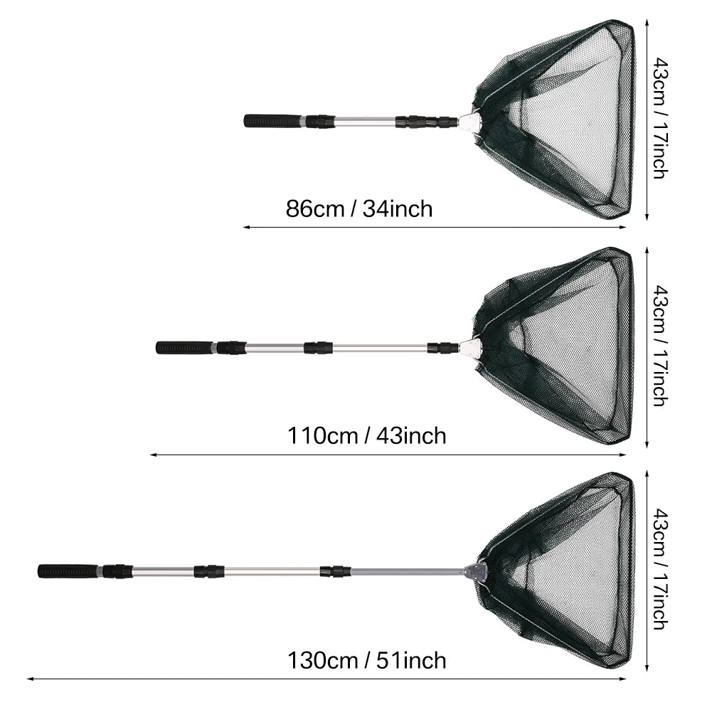 130CM Fishing Nets Aluminum Alloy Fishing Tools Small Mesh Foldable Landing Net Pole Casting Network Trap