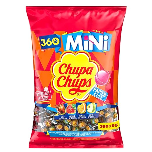 CHUPA CHUPS Mini Classique | 360 sucettes, 4 saveurs (360x6g)