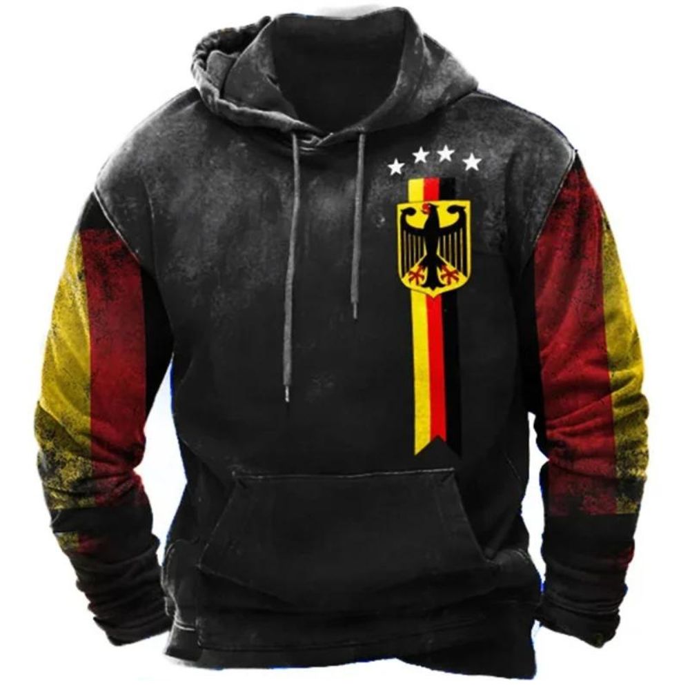 Deutschland Vintage Flaggen Hoodie für Herren | EM2024 Streetwear