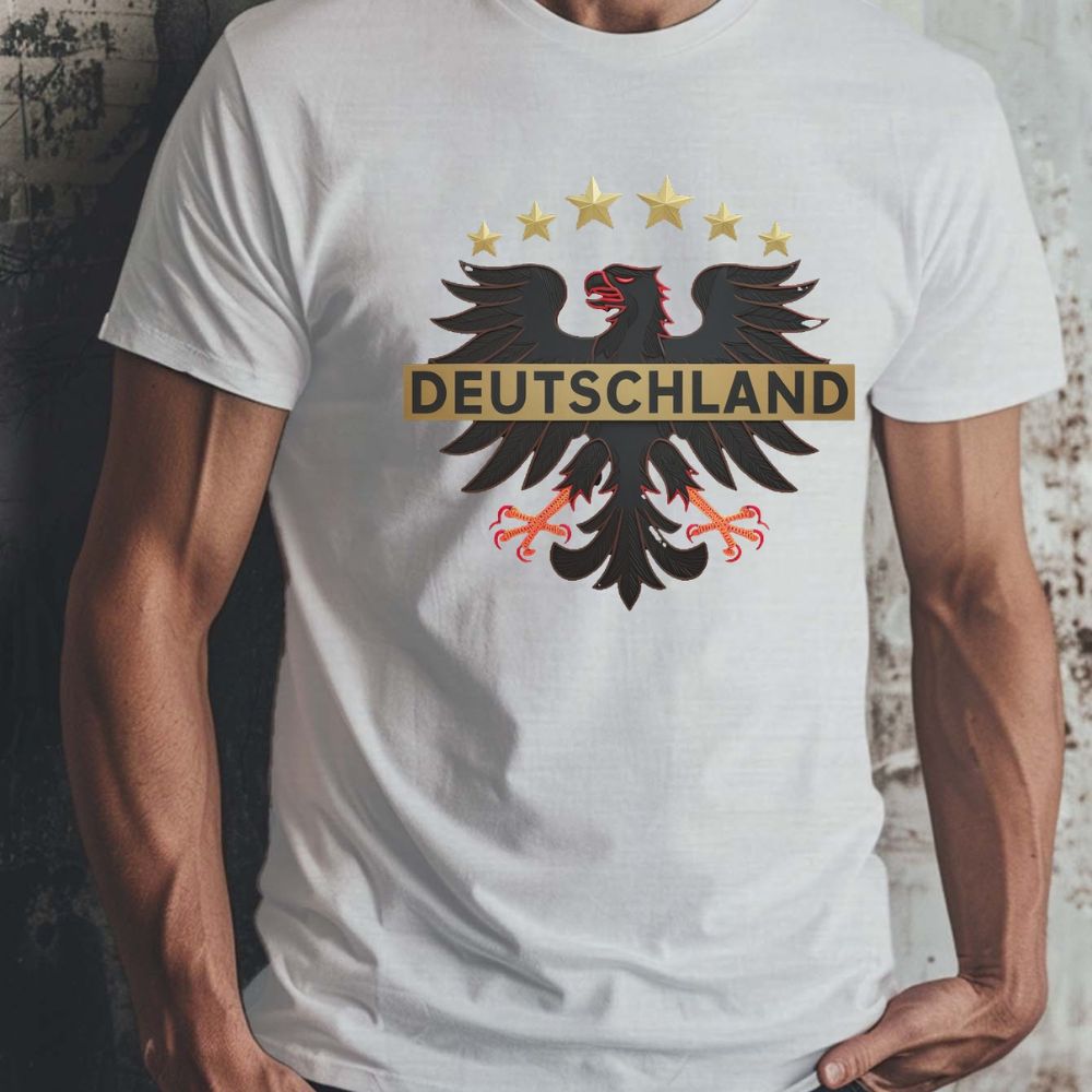 ALLEMAGNE T-shirt pour hommes avec imprimé aigle allemand | EM2024 Streetwear (Blanc)