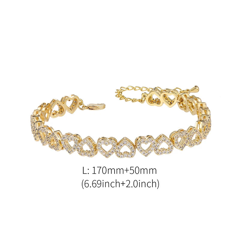 Bracelet coeur pour femme | Plaqué or/argenté avec zircone : cadeau élégant