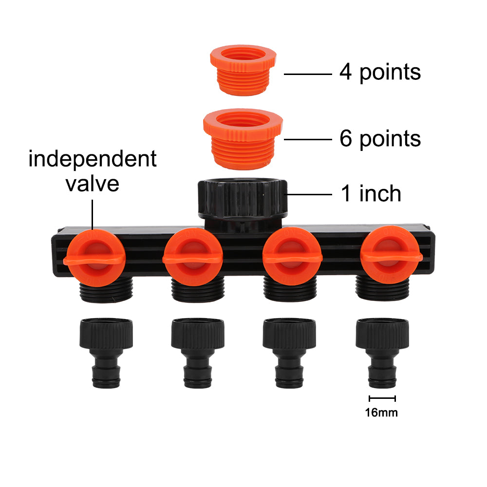 Distributeur à vanne 4 voies Raccord d'eau 3/4" pour tuyaux d'arrosage 3