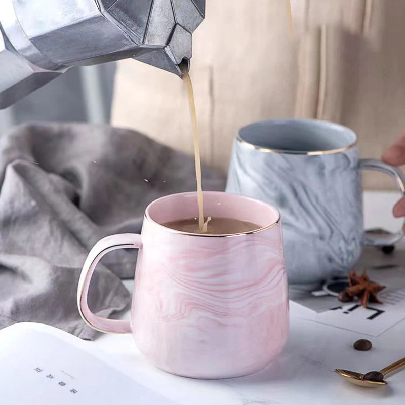 Porcelain marble cup, ceramic cup for coffee, tea and breakfast | Creative noble gift