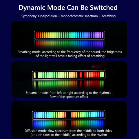 Barre lumineuse LED à contrôle sonore intelligent | Ambiance changeante de couleur RVB - mode dynamique