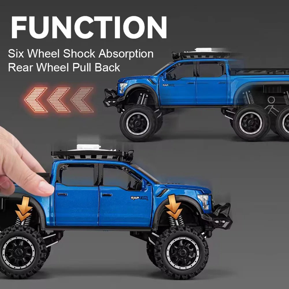 Ford Raptor F150 model car (1:24) | 6 doors, light & sound, camping RV, collector, gift