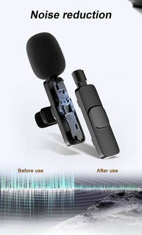 Wireless Lavalier Microphone for Android-iPhone 15 Series - Noise Reduction