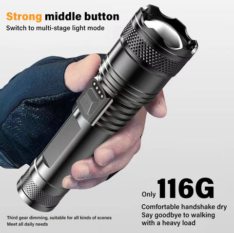 Powerful XHP50 LED Flashlight: 4 Cores with Zoom | USB Charging Function2