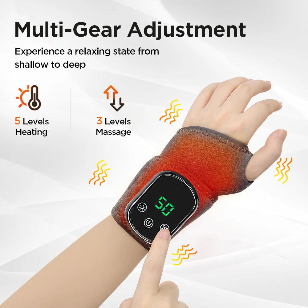 Elektrischer Handgelenk-Massager | 5 Heizstufen, 3 Vibrationsmodi, Linderung bei Karpaltunnel