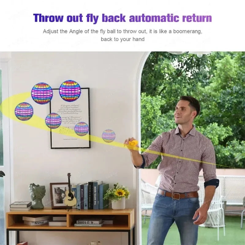 Flying Boomerang Ball Spinner 360° Hand Drone | LED Mini UFO Toy