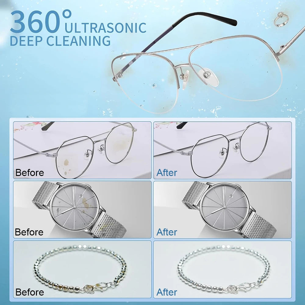 Ultraschallreiniger 400ml | Ultrasonic Reinigungsgerät 18W: 360 Grad Tiefreinigung 6