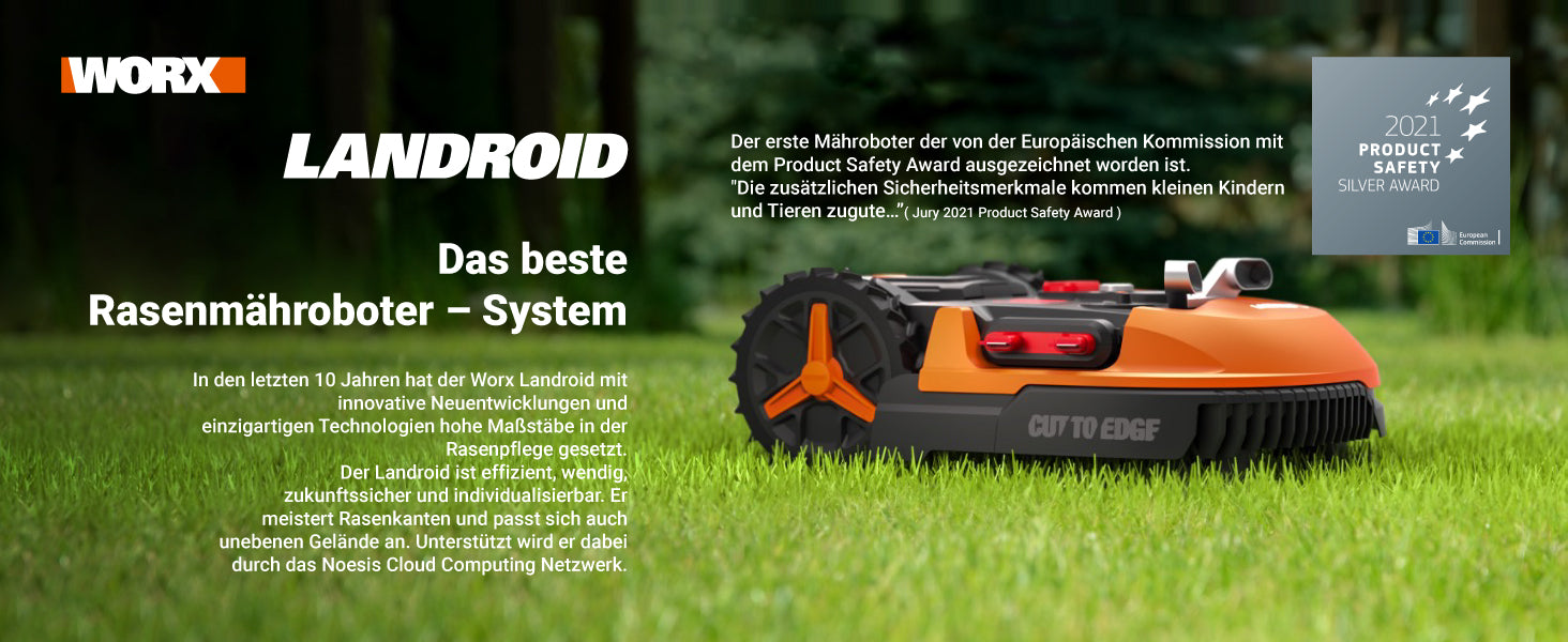 WORX Landroid PLUS WR165E Mähroboter | bis 500qm mit WLAN, Bluetooth