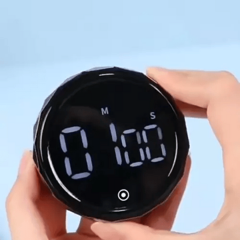 Digital Kitchen Timer | Magnetic, Electronic, LED Display, Alarm: Round Rotating Timer - Preview GIF Short