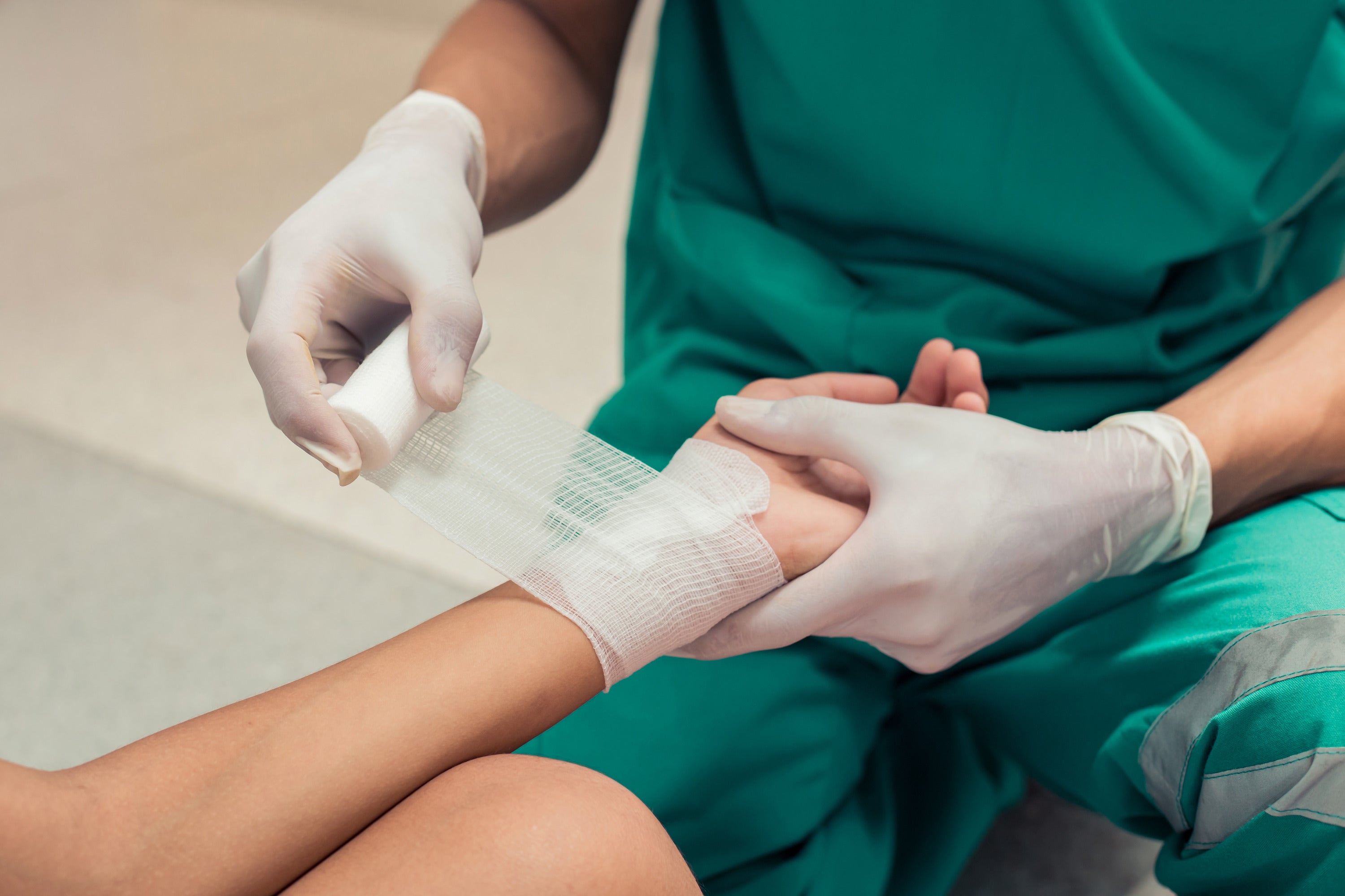 Wound care and minor third-degree burn debridement