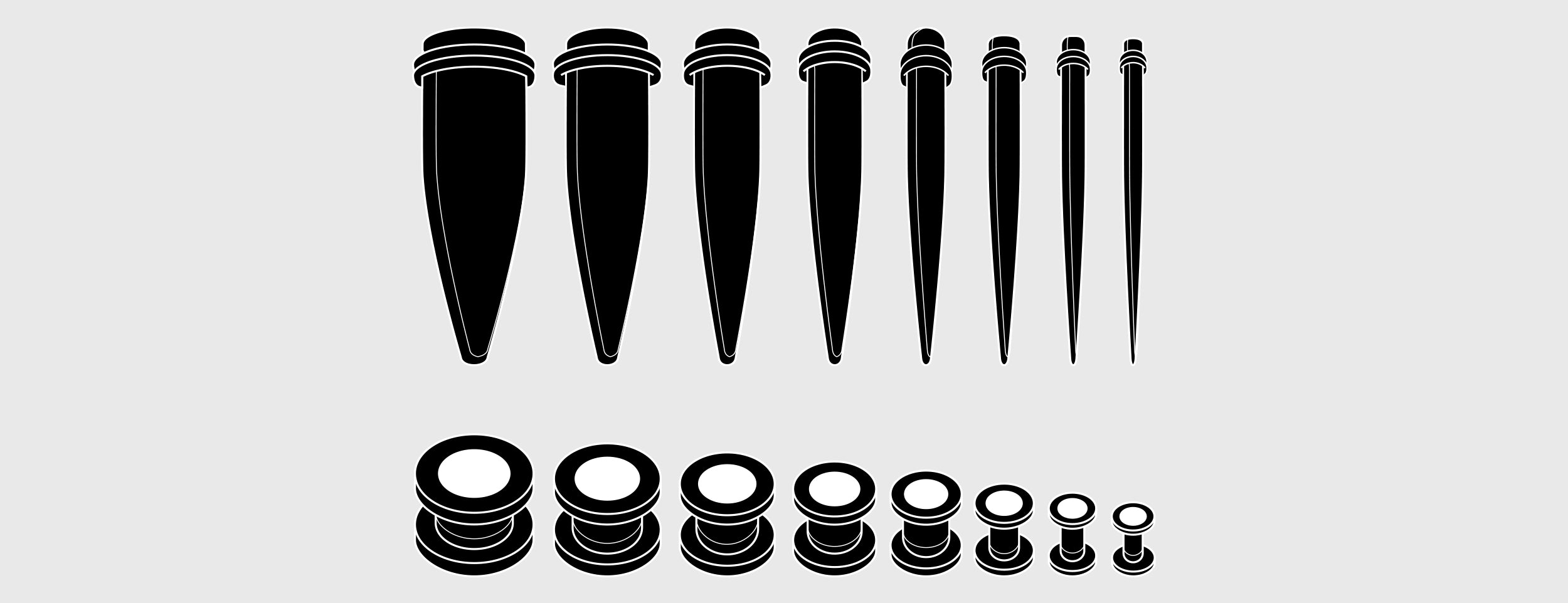 Other sizes of tongue piercing gauge