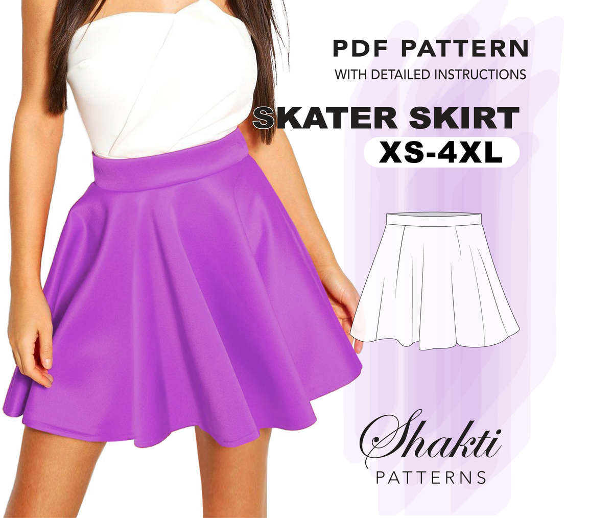 Skater Skirt Sewing Pattern XS-XL Instant Download Easy Digital PDF Women's  Flare Skirt -  Israel