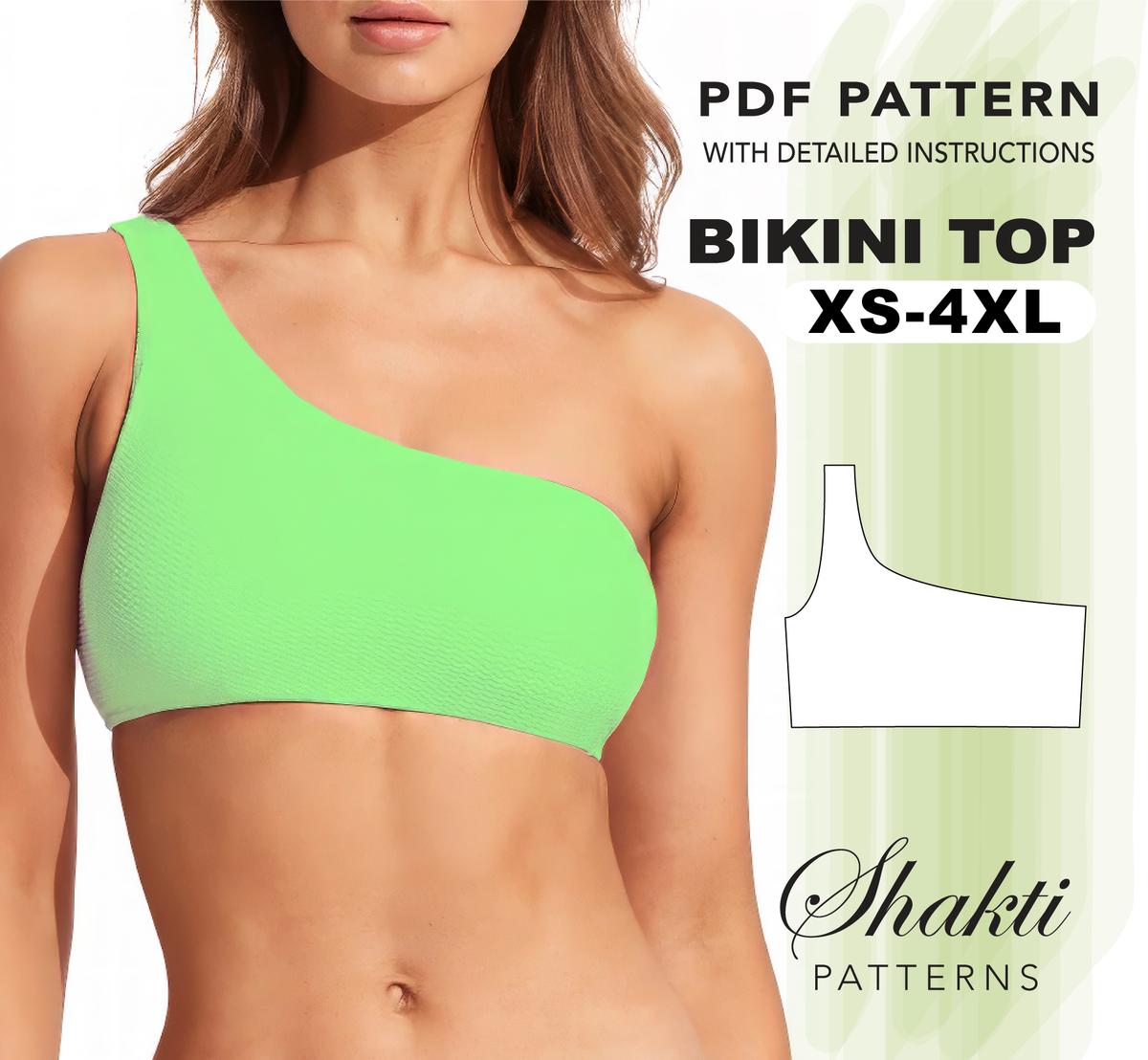 One Shoulder Bikini Top Sewing Pattern Bikini Pattern One Shoulder
