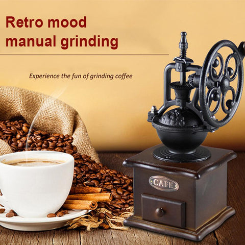 Vintage Wood Coffee Grinder - Targets those interested in grinders made from wood, suggesting a rustic or artisanal aesthetic