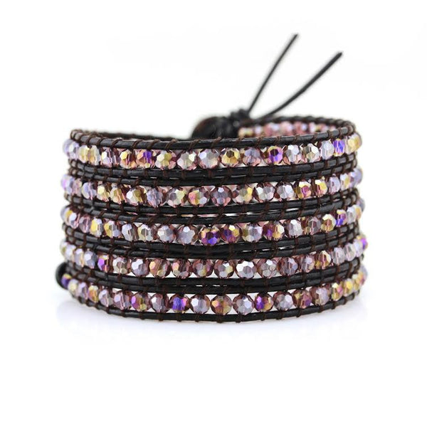 Amethyst Crystals on Dark Brown Leather Wrap Bracelet – Katie Joëlle