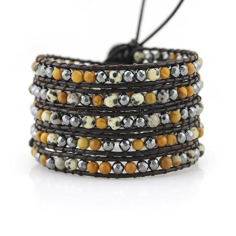 Dalmatian Jasper, Wood Jasper and Hematite Wrap Bracelet – Katie Joëlle