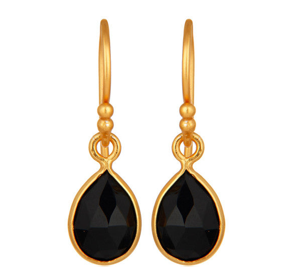 Black Onyx Gold Vermeil Drop Earrings – Katie Joëlle