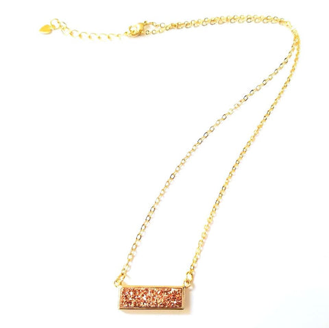 Druzy Bar Pendant Necklace in Rose Gold – Katie Joëlle