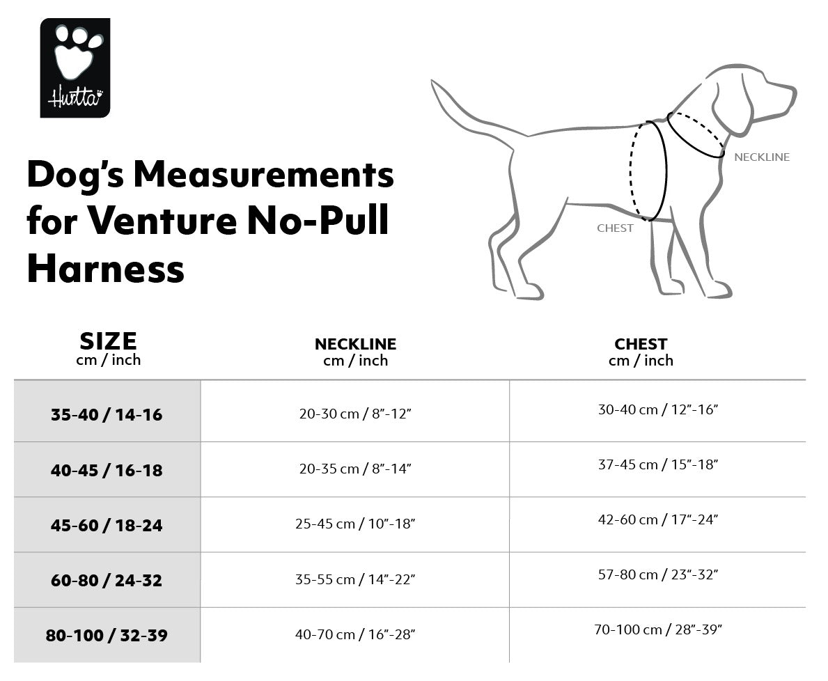 Größentabelle Hurtta Venture No-Pull Harness