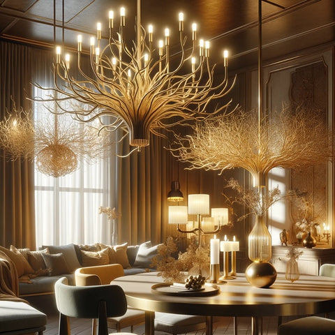 The Warmth of Gold and Brass Branch Chandeliers