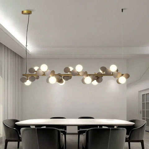 Lámpara de araña lineal con globos de vidrio Eli para comedor Seus Lighting