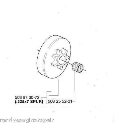 .325 clutch drum sprocket HUSQVARNA 340 345 350 445 450 351 chainsaw - Randy's Engine Repair