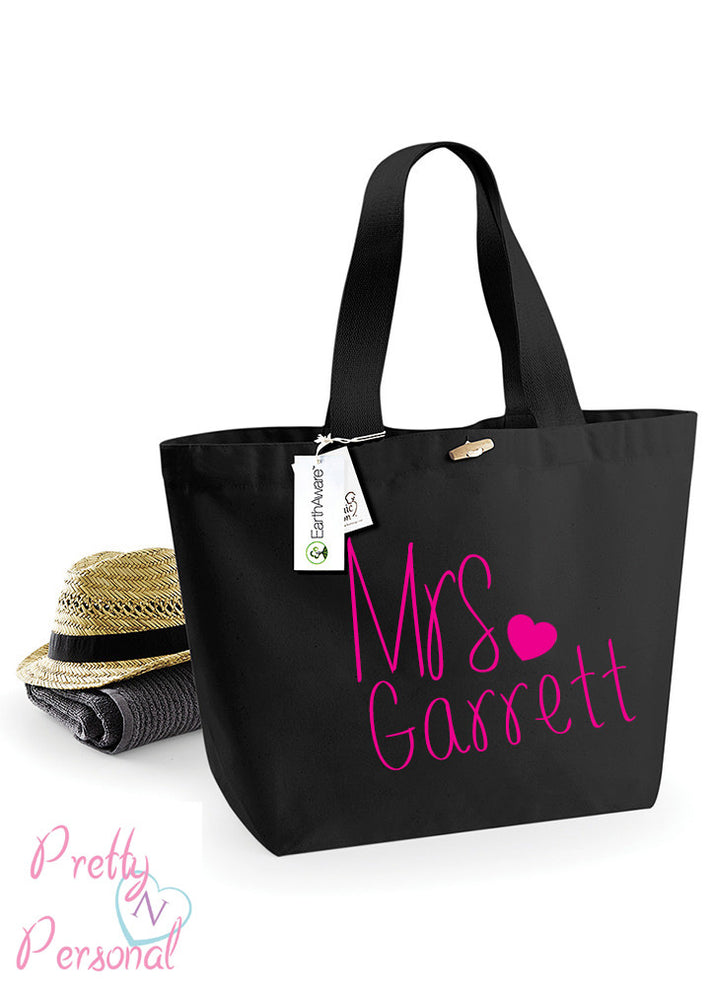 personalised mrs beach bag