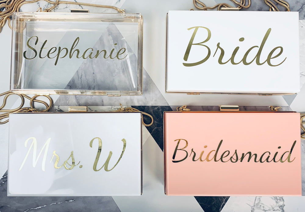 personalised wedding clutch bag