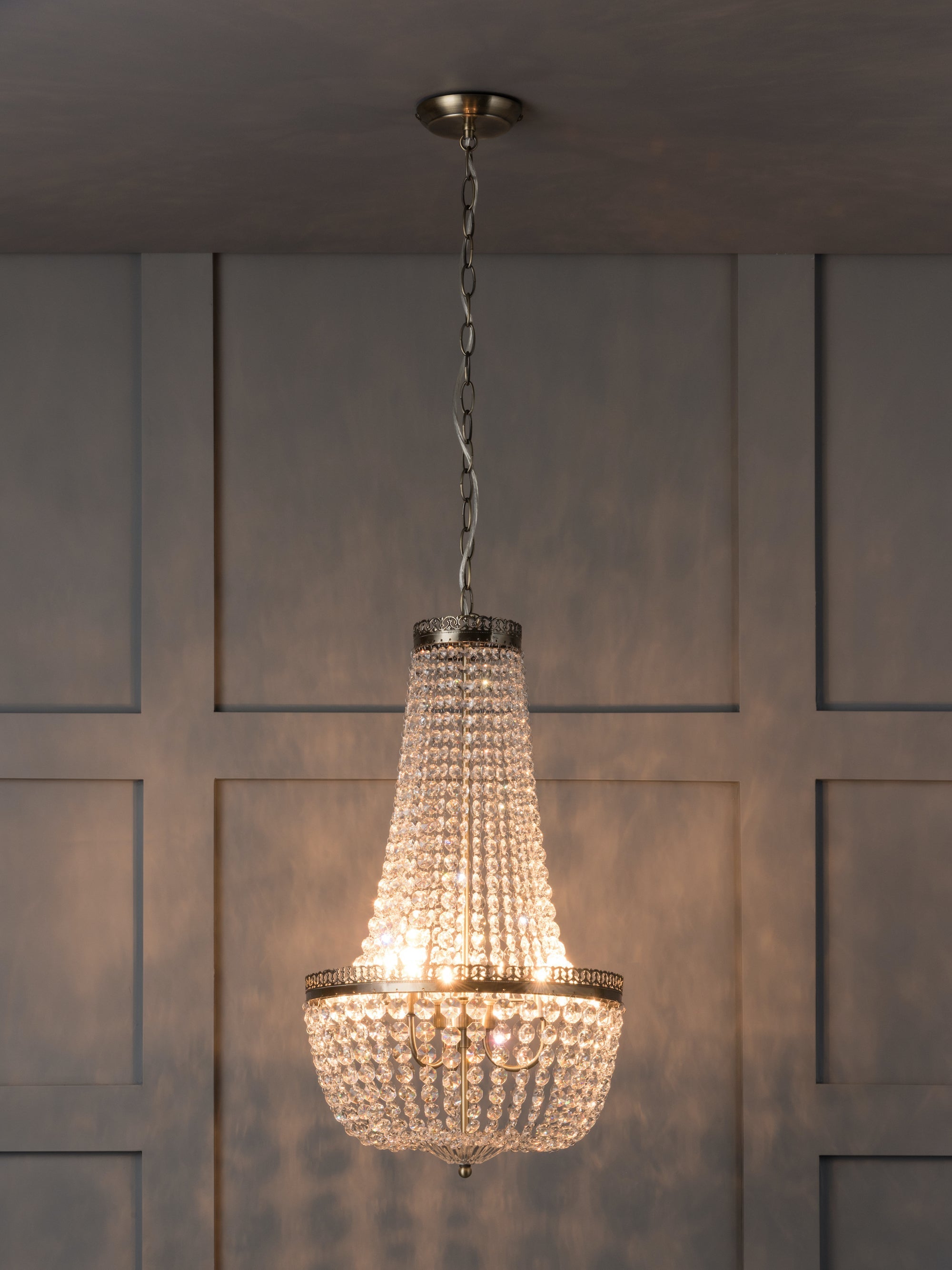 Illuminate in Style: Floral Crystal LED Chandelier - Vintage Brass  Neoclassical Lamp – arclightsdesign