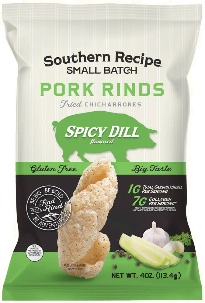 SOUTHERN RECIPE SMALL BATCH: Pork Rind Spicy Dill, 4 oz