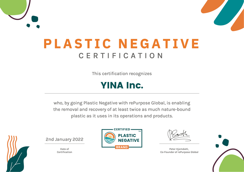 YINA Plastic Negative Certificate